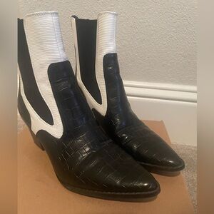 Anthropologie Black and White Cowboy Boots
